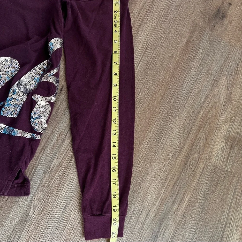 PINK VICTORIA'S SECRET Vtg Pink Bling Sequin Campus Longs Sleeve Tee
